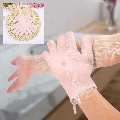 Soft five-figure bath glove from 19378, designed for gentle cleansing and exfoliation during bath or shower routines.