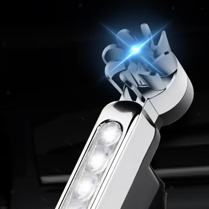 Two white car wind-powered daytime running lights, auto LED lights, designed for vehicles, with sleek compact design.