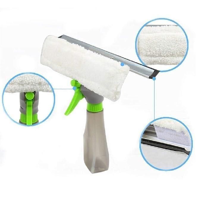 19378 3-in-1 glass cleaner spray with cleaning brush for windows, cars, and mirrors, featuring a versatile glass wiping tool.