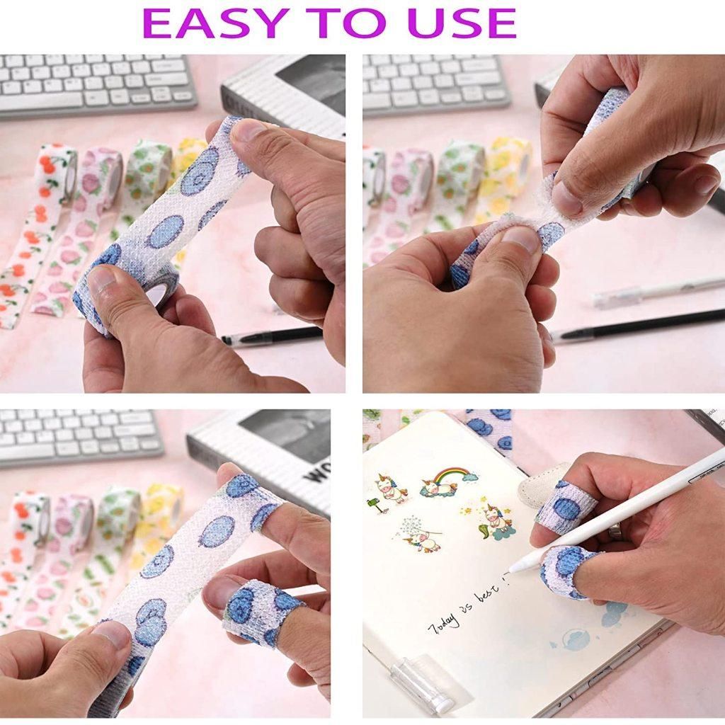 Pack of two crepe finger bandages made of non-woven fabric, self-adhesive medical tape by 19378 for finger support.
