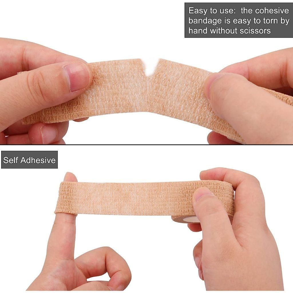 Pack of two 19378 crepe finger bandages made from non-woven fabric, self-adhesive, flexible, and ideal for finger injuries.