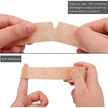 Pack of two 19378 crepe finger bandages made from non-woven fabric, self-adhesive, flexible, and ideal for finger injuries.