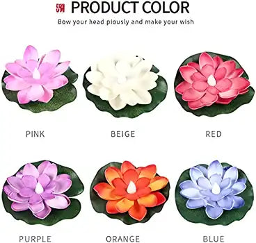 Set of 6 flameless lotus flower water sensor LED diyas for Diwali decorations, featuring water-sensitive lighting effects.