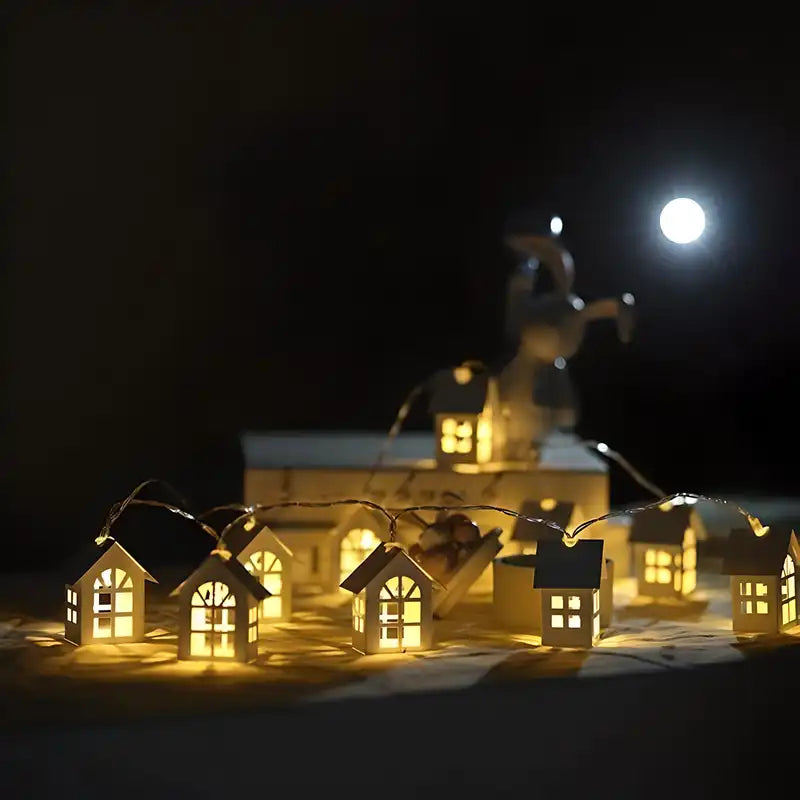 White home string lights for Diwali decorations, featuring multiple small bulbs on a flexible string for festive lighting.