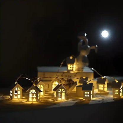 White home string lights for Diwali decorations, featuring multiple small bulbs on a flexible string for festive lighting.