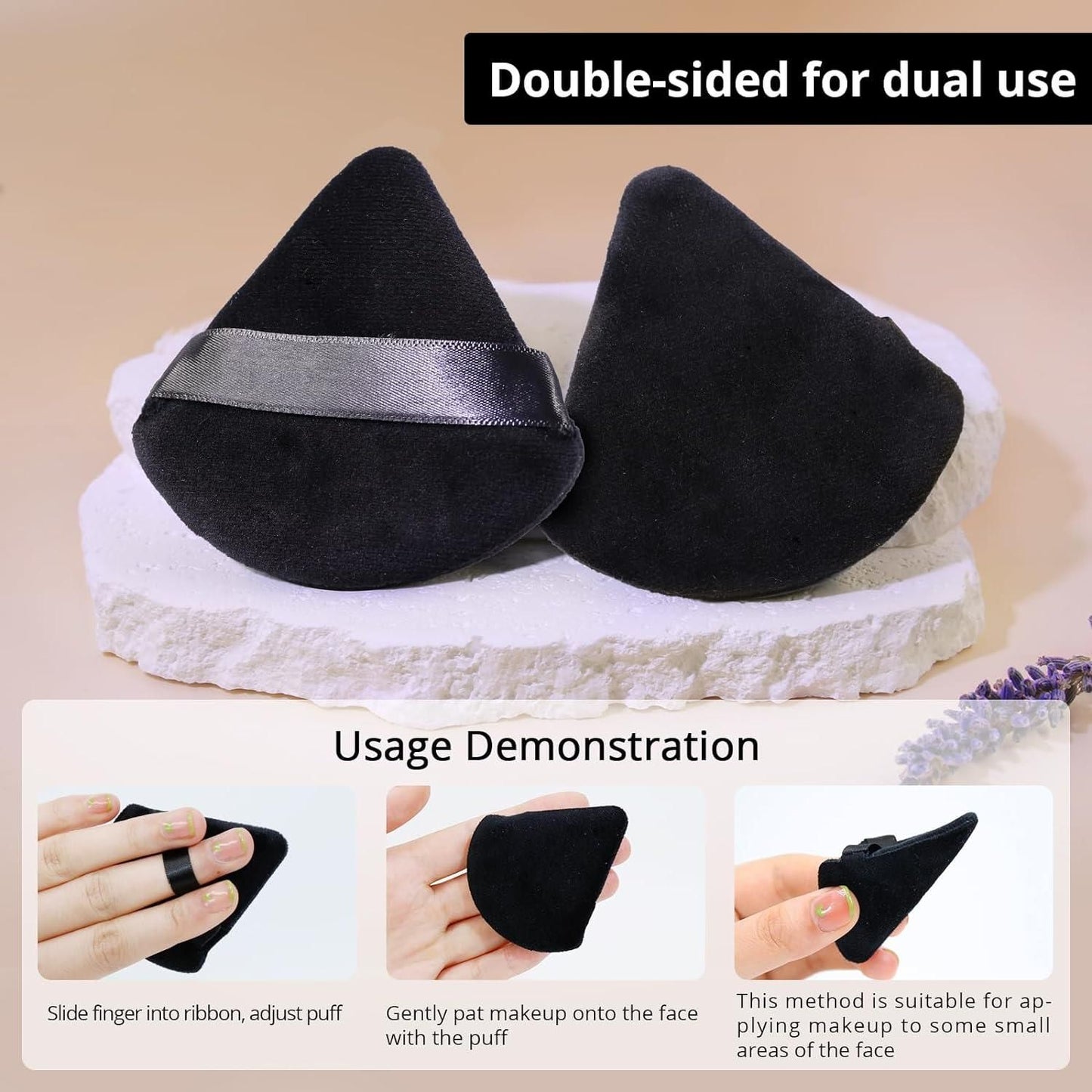 Triangle Powder Puffs for face powder and loose makeup, featuring soft, plush material for smooth application by 19378.