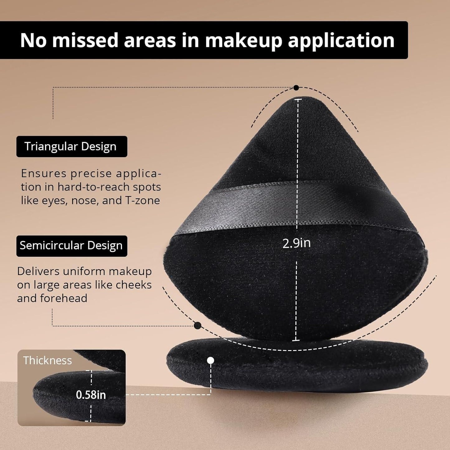 Triangle Powder Puffs for face powder makeup, soft and reusable, ideal for applying loose face powder, by 19378.