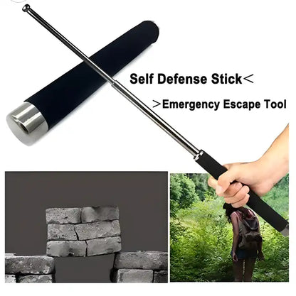 Extendable telescopic self-defense stick and hand pointer made of hockey stick material, featuring a retractable design for safety and convenience.