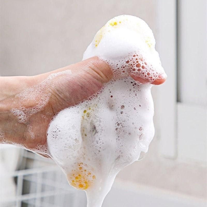 Set of five 2-in-1 stainless steel kitchen scrubbers with sponges, durable cleaning tools for dishes and surfaces.
