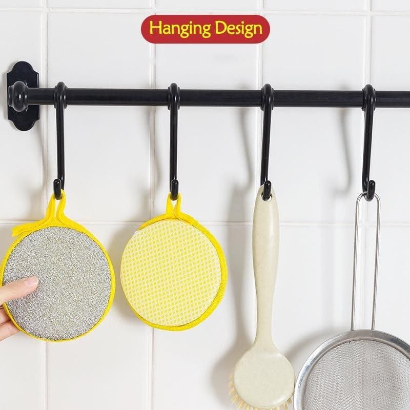 Set of 5 2-in-1 stainless steel kitchen scrubbers with sponges, durable cleaning tool sets by 19378