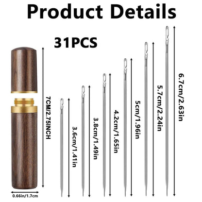 Set of 30 quilting needles from 19378, ideal for sewing and quilting projects, displayed in a clear plastic case.