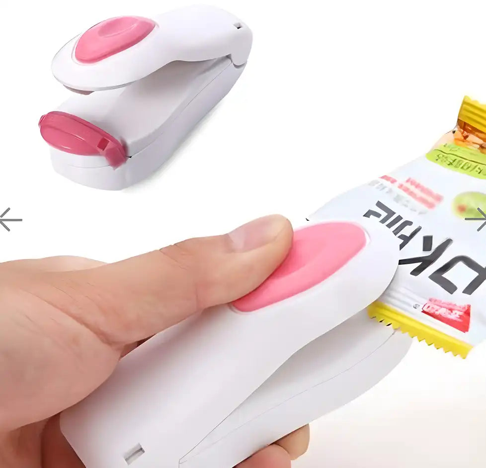 Handheld plastic mini heat sealing machine from 19378, a compact kitchen tool for sealing plastic bags.