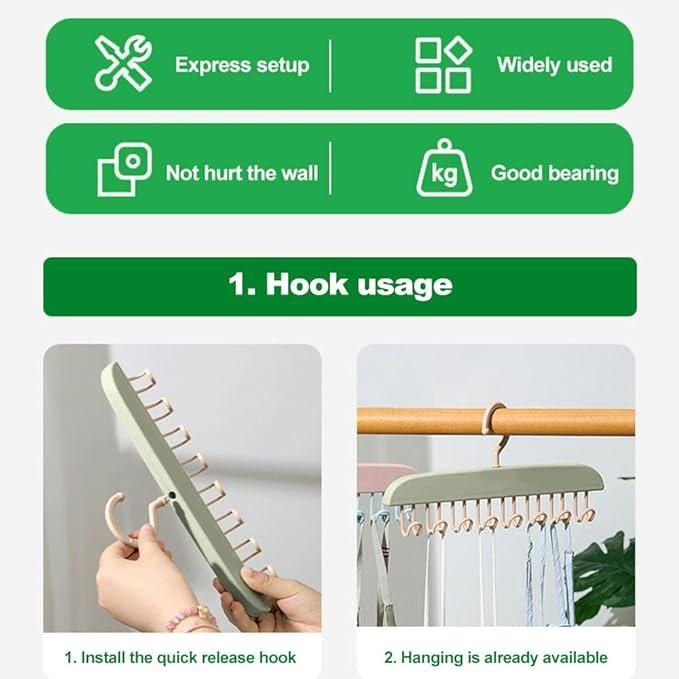 Plastic hanger for closet with multiple hooks, designed for underwear and clothes organization, part of kitchen tool sets by 19378.