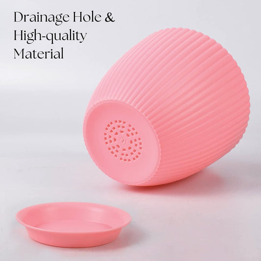 Plastic round flower pot with drainage holes and tray, ideal for indoor and outdoor plants, part of 19378 kitchen tool sets.