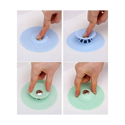 Set of three silicone kitchen sink strainers in random colors, durable household kitchen tool set for trapping debris.