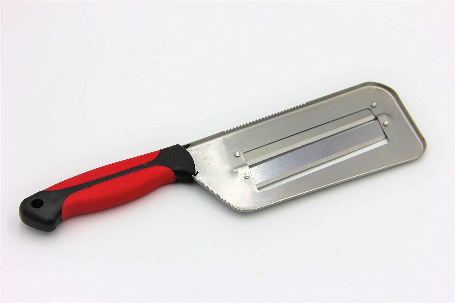 Double 2-slice blade slicer knife from 19378 kitchen tool set, ideal for precise slicing of bread and deli meats.