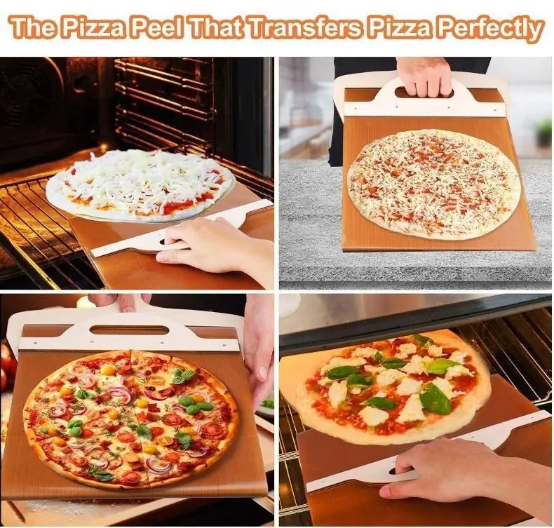 Wooden pizza paddle with smooth handle for transferring pizza crust, part of kitchen tool sets.