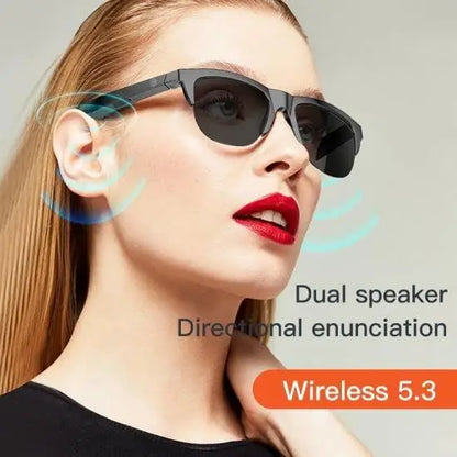 Wireless Bluetooth men's sunglasses with open ear design for music and hands-free calls, suitable for both men and women.