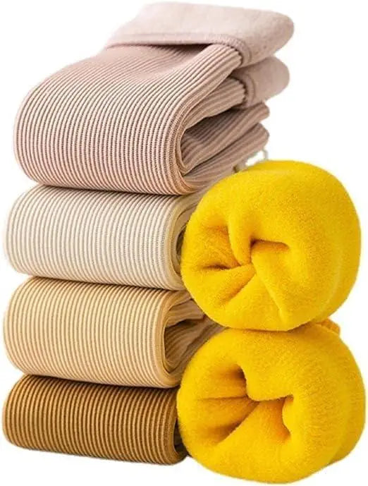 Two pairs of 19378 warm, thick thermal moisturizing socks shown in neutral colors, designed for cozy winter wear.