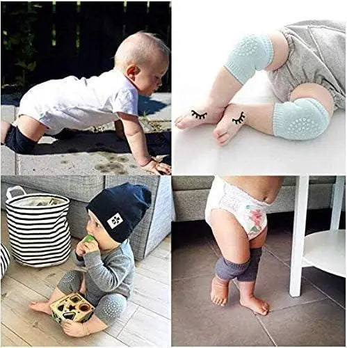 Two pairs of baby knee pads by 19378, soft roller sports knee pads designed for crawling safety and protection.