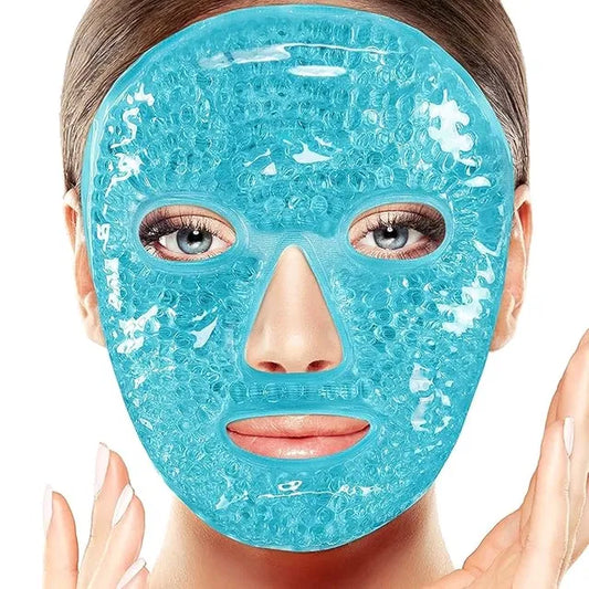 Cold face eye mask by 19384 with ice pack for reducing puffiness and dark circles around the eyes.