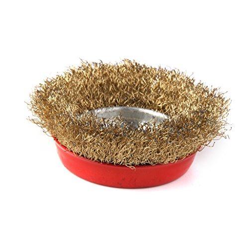 Wukusy 194 Wire Wheel Cup Brush in gold for power and hand tools, ideal for cleaning and surface preparation.