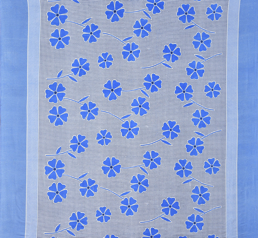 Blue microfiber double bedsheet with two matching pillow covers, 88x88 inches, from 19676 bedsheets collection.