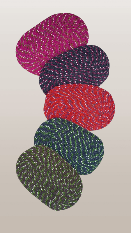 Set of five multicolor cotton doormats, 11x19 inches, featuring casual woven design for outdoor or indoor entryways.