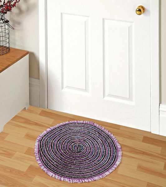 Set of two purple microfiber doormats with anti-skid backing, washable 40x60cm bathmat and doormat for bathroom or entryway.