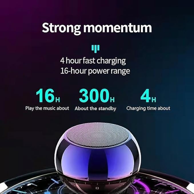 Multicolor Mini Boost 4 Bluetooth speaker featuring 4D sound, electroplated round steel design, compact and portable.