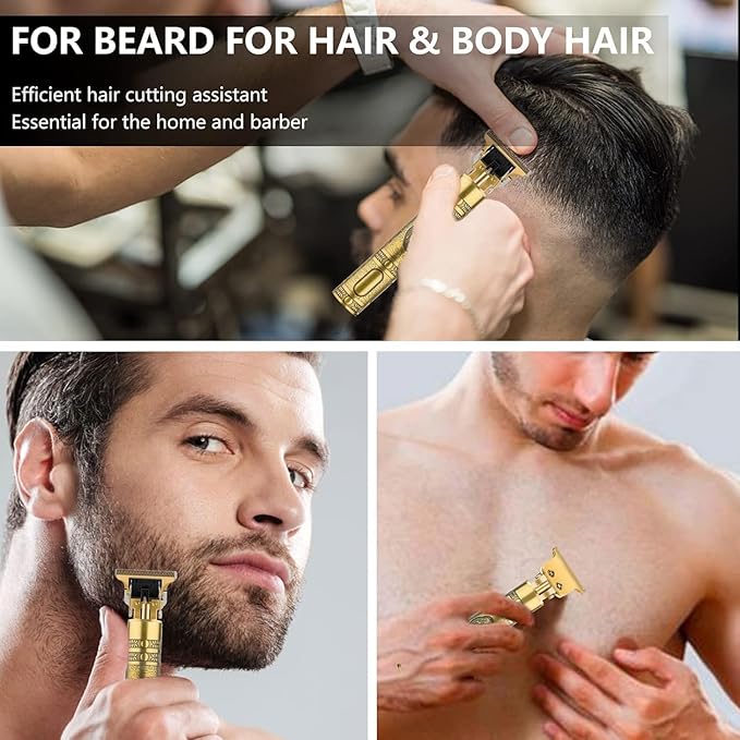 Men's grooming kit featuring a multipurpose trimmer with beard, body, pubic, nose, and ear trimmer attachments from brand 19970.