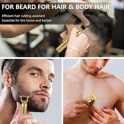 Men's grooming kit featuring a multipurpose trimmer with beard, body, pubic, nose, and ear trimmer attachments from brand 19970.