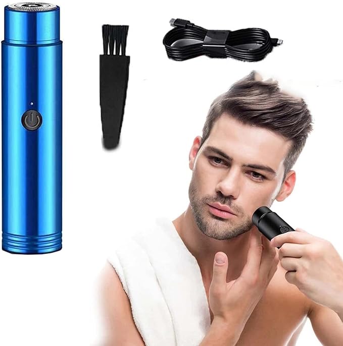 Mini portable electric shaver by 19970, waterproof IPX7, cordless, washable, USB rechargeable rotary men's shaver for wet and dry use