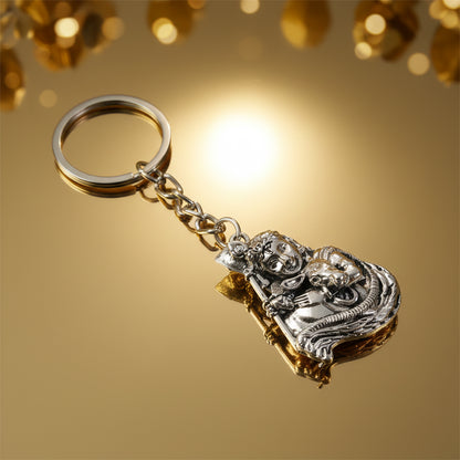 Silver-finish metal keychain from Wukusy, showcasing a sleek and durable design with a keyring attachment.