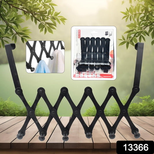 Steel door hanger coat rack with six hooks by Wukusy, ideal for organizing coats, hats, and bags on a home door.