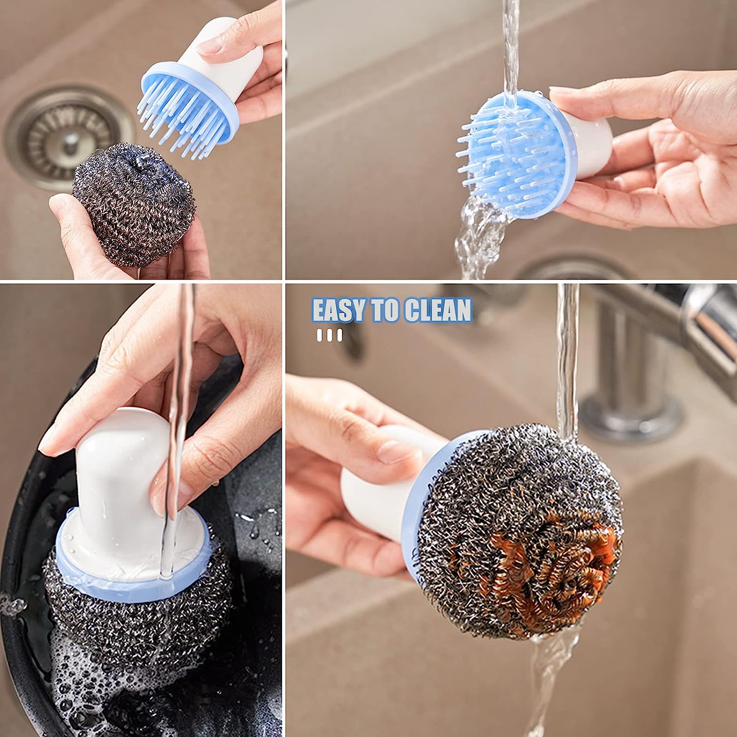 Wukusy 5214 dish brush, multifunctional palm scrub brush for dishes, kitchen sink, pots, pans, and household cleaning tasks.