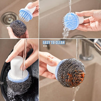 Wukusy 5214 dish brush, multifunctional palm scrub brush for dishes, kitchen sink, pots, pans, and household cleaning tasks.