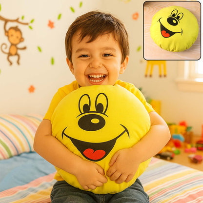 Wukusy cute round smiley face soft pillow cushion, 30x30 cm, plush and cheerful decorative pillow for sofa or bed.