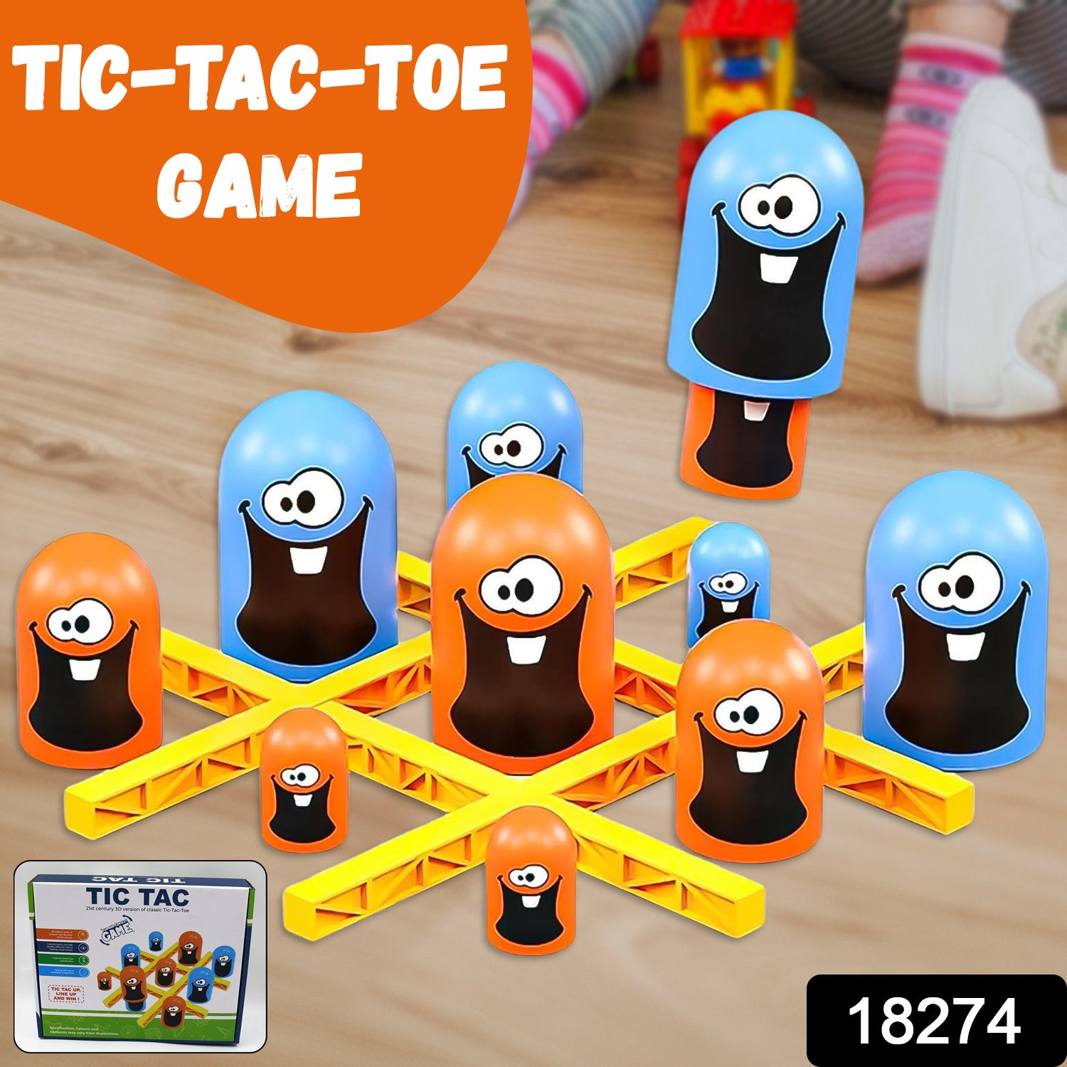 Wukusy Tic-tac-toe game set with wooden board and game pieces, ideal for indoor play and family fun.
