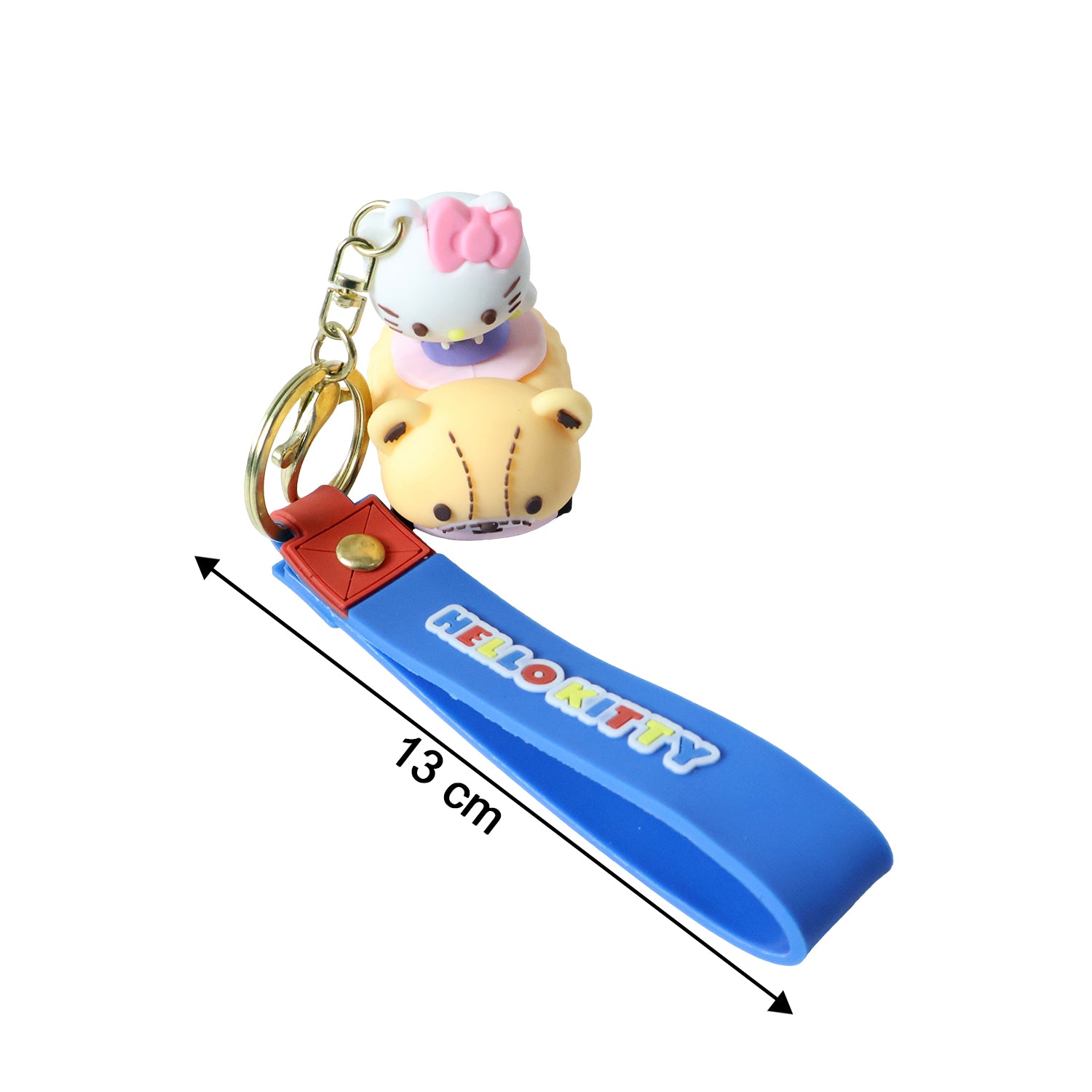Cute cartoon cat riding toy car silicone keychain from Wukusy, featuring a colorful cat figure on a small car design.