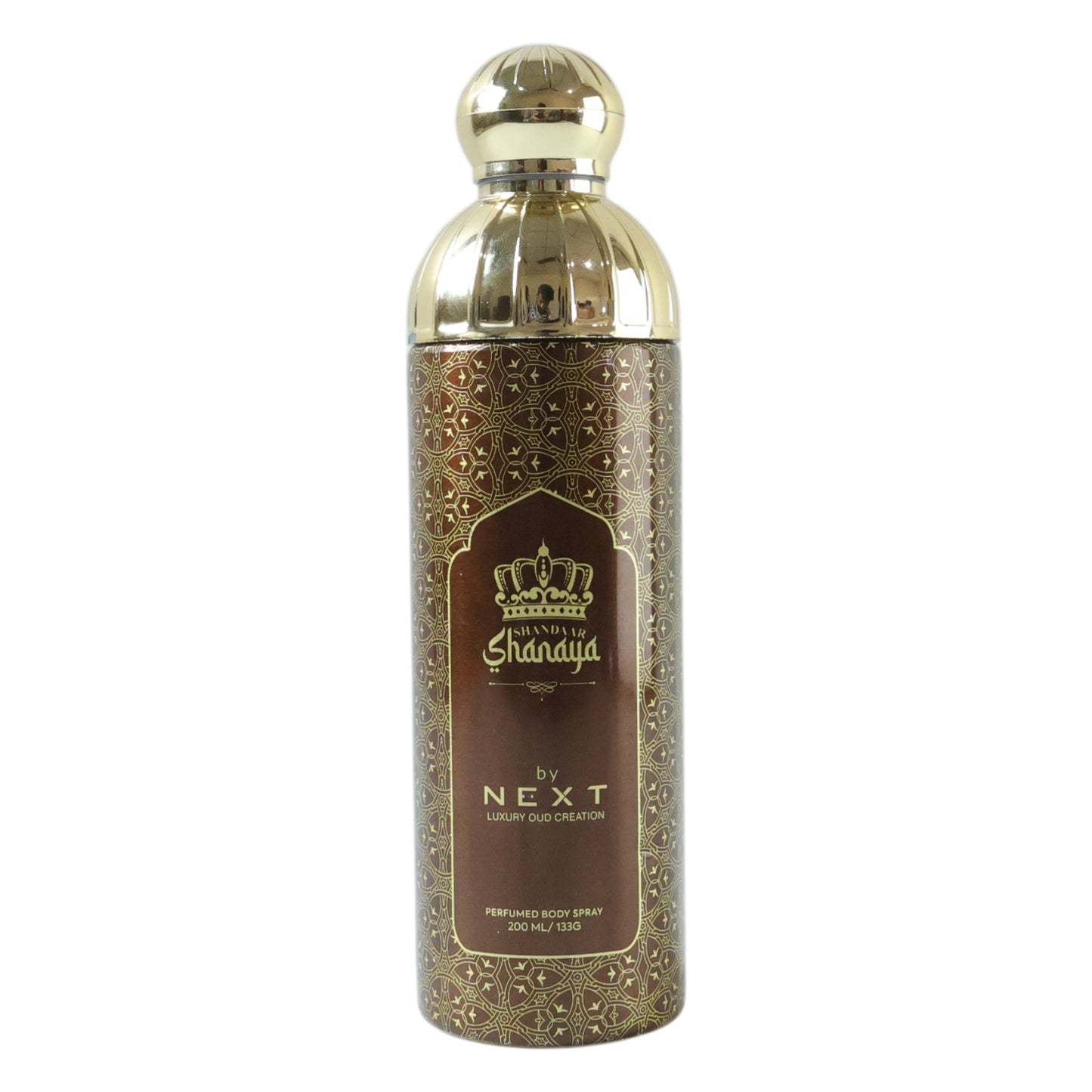Wukusy Next Shandaar Shandiya perfumed body spray 200ml bottle with elegant design and floral accents.