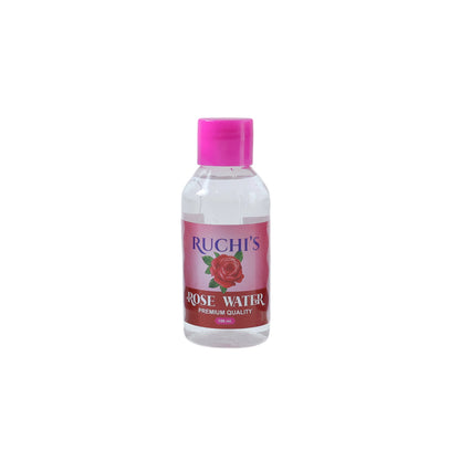 Wukusy premium rose water skin toner and face mist in a 100ml spray bottle, showcasing a clear liquid with floral packaging.