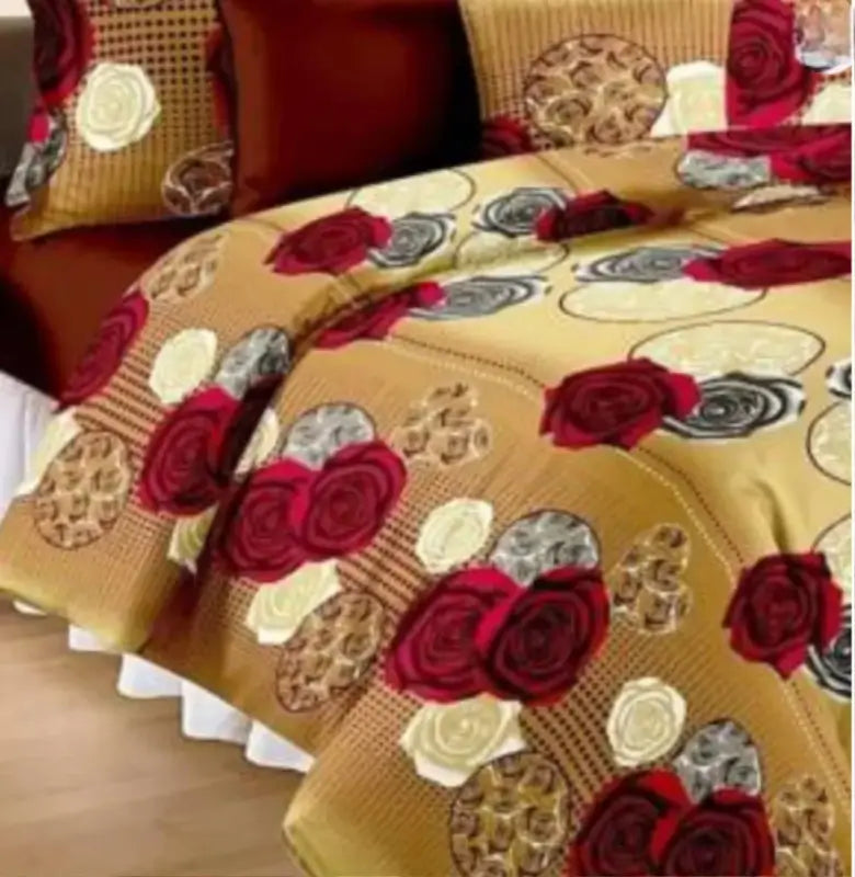 Ekom Galace cotton double king bedsheet with two pillow covers, soft, breathable fabric for comfortable sleep.