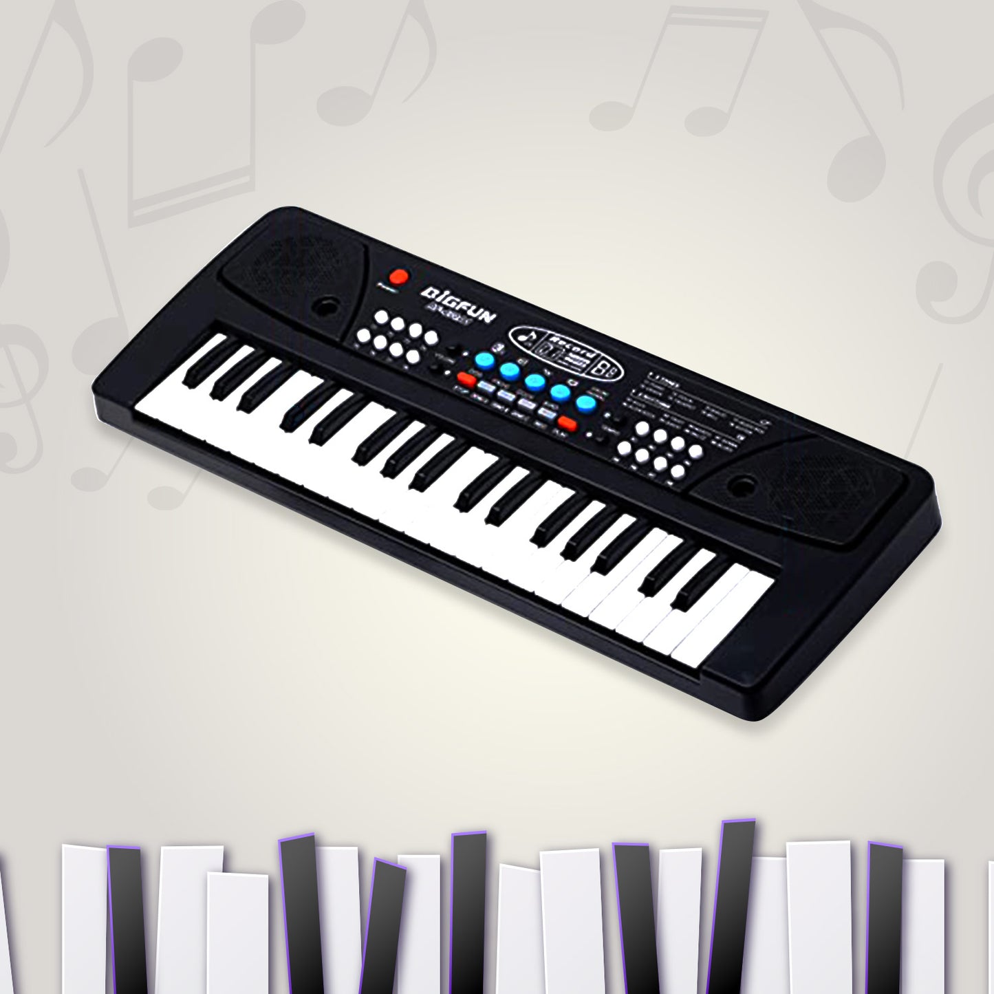 Wukusy 37-key piano musical keyboard for kids with microphone, colorful toy keyboard for children playing music and singing.