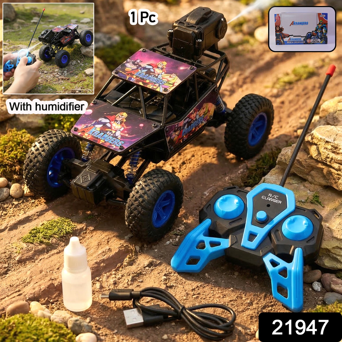 Wukusy remote control rock crawler off-road toy car with large tires and rugged design, ready for outdoor adventure.