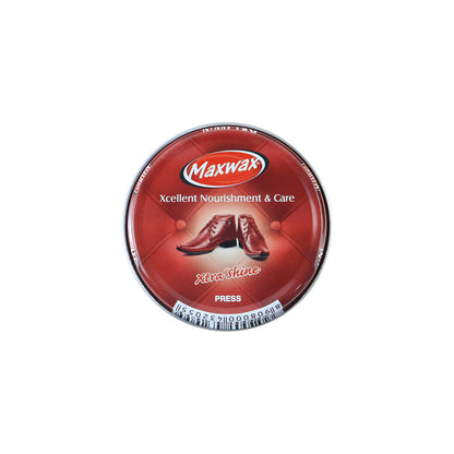 Wukusy Maxwax brown shoe polish cream in a 40g jar, showing the smooth polish inside and the branded packaging.