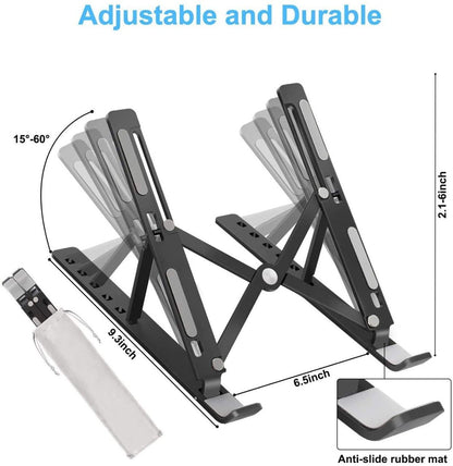 Wukusy 1320 adjustable office laptop stand with built-in foldable legs and high-quality fiber for ergonomic workspace support.