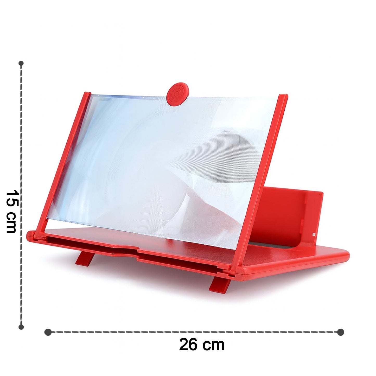 Wukusy 8.5-inch 5D HD mobile phone screen magnifier amplifier displaying a smartphone screen with a clear, enlarged view.