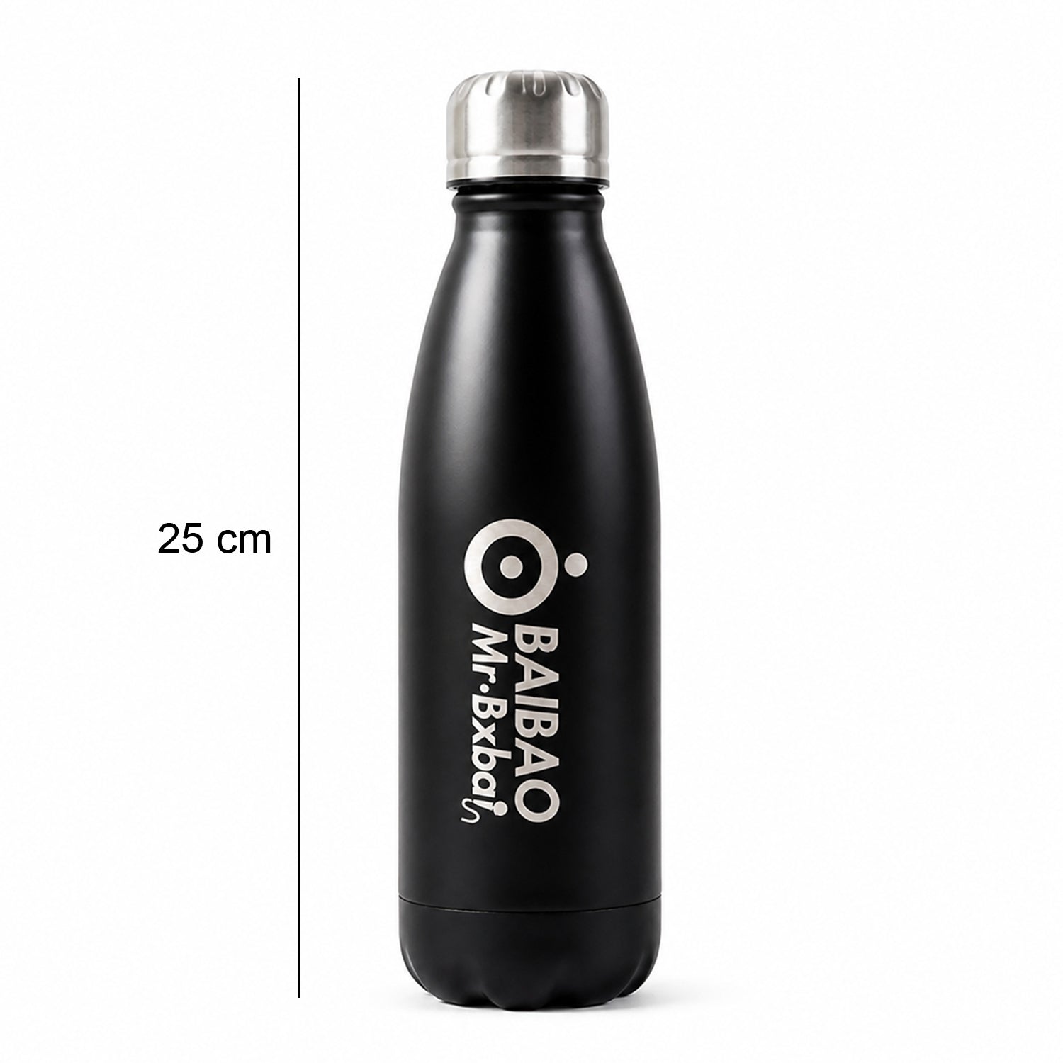Stainless steel Wukusy 500ml water bottle with a sleek, durable design and screw-on lid, shown outdoors on a wooden surface
