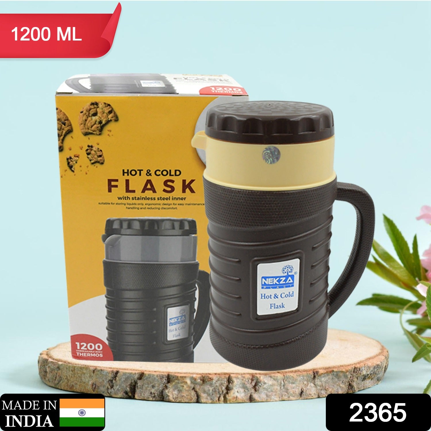 Wukusy insulated thermos flask with plastic inner, steel exterior, 1200ml or 1700ml capacity, leak-proof, ideal for hot and cold beverages